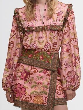 NWT Barbour x FARM RIO Cami Blouse Tropical Royalness Pink XS